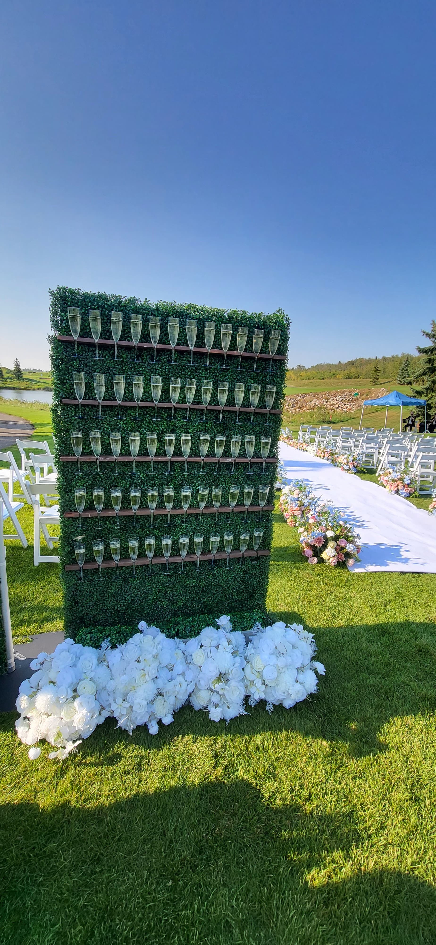 Champagne wall at a wedding event